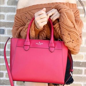 NWT Kate Spade Top Zip Leather Satchel Crossbody Red
